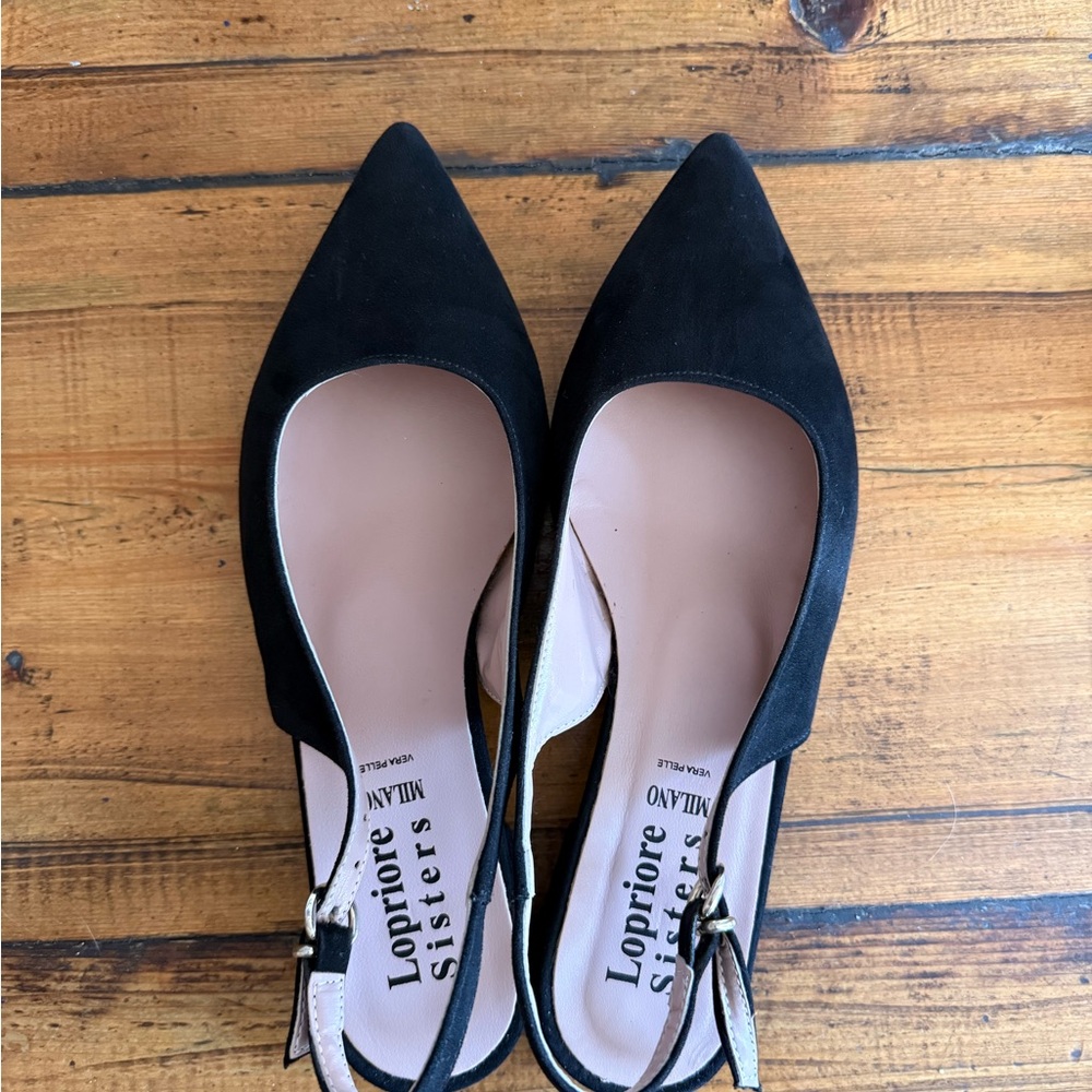 Italian black suede flats